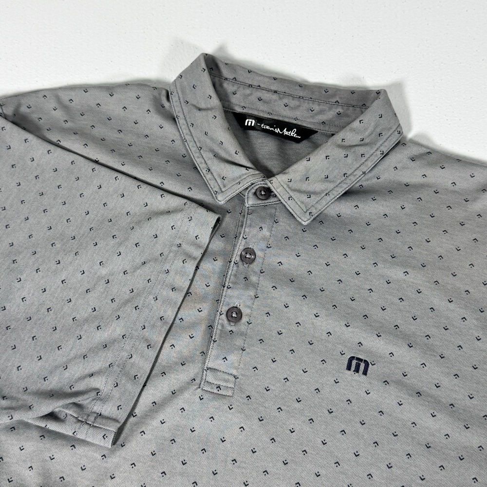 Travis Mathew Golf Polo Shirt Gray Print Performance‎ Ocean Club Mens XL